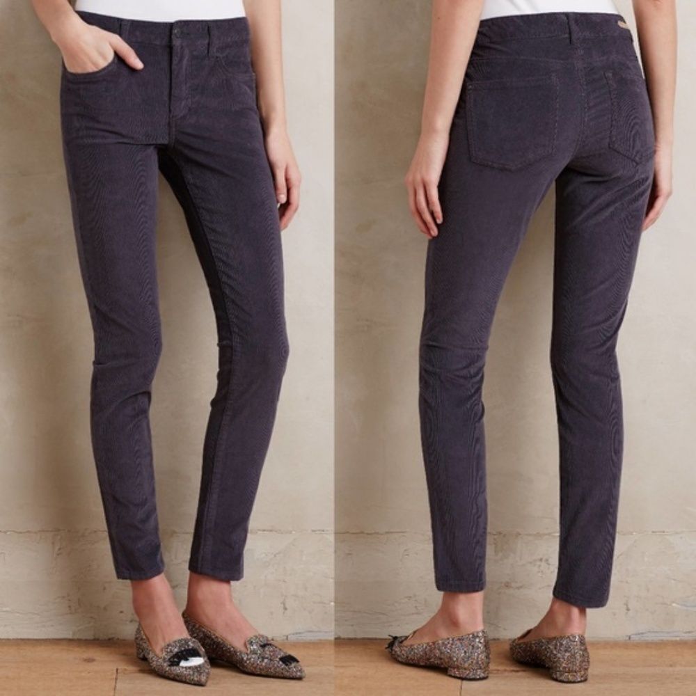 Anthro Pilcro Dark Grey Stet Corduroy‎ Jeans Sz 25